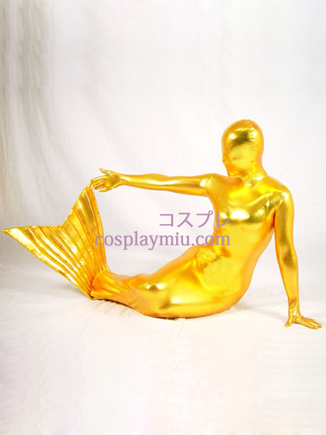 Golden Shiny Metallic Mermaid Zentai Suit 55 34